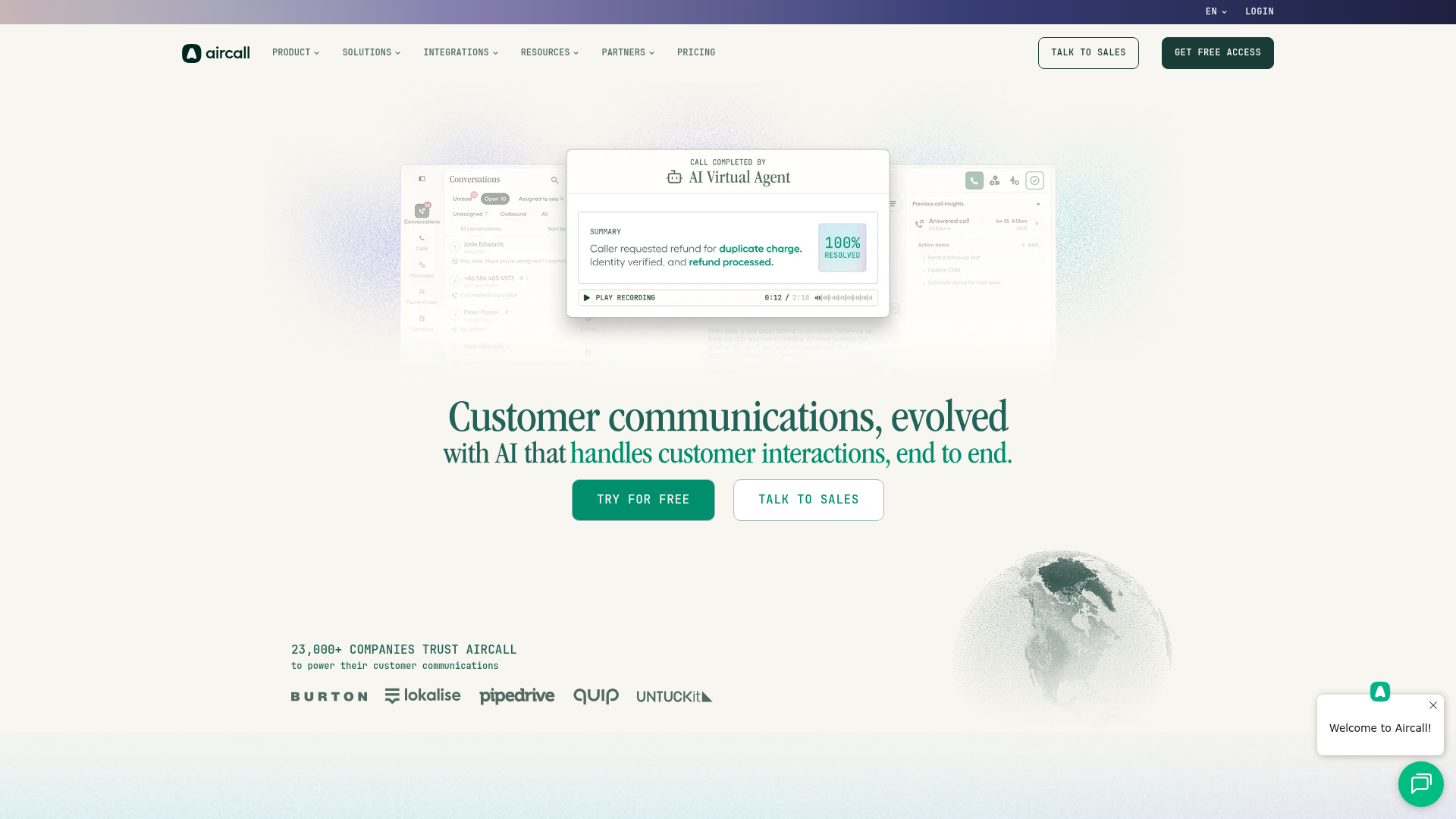 AirCall homepage