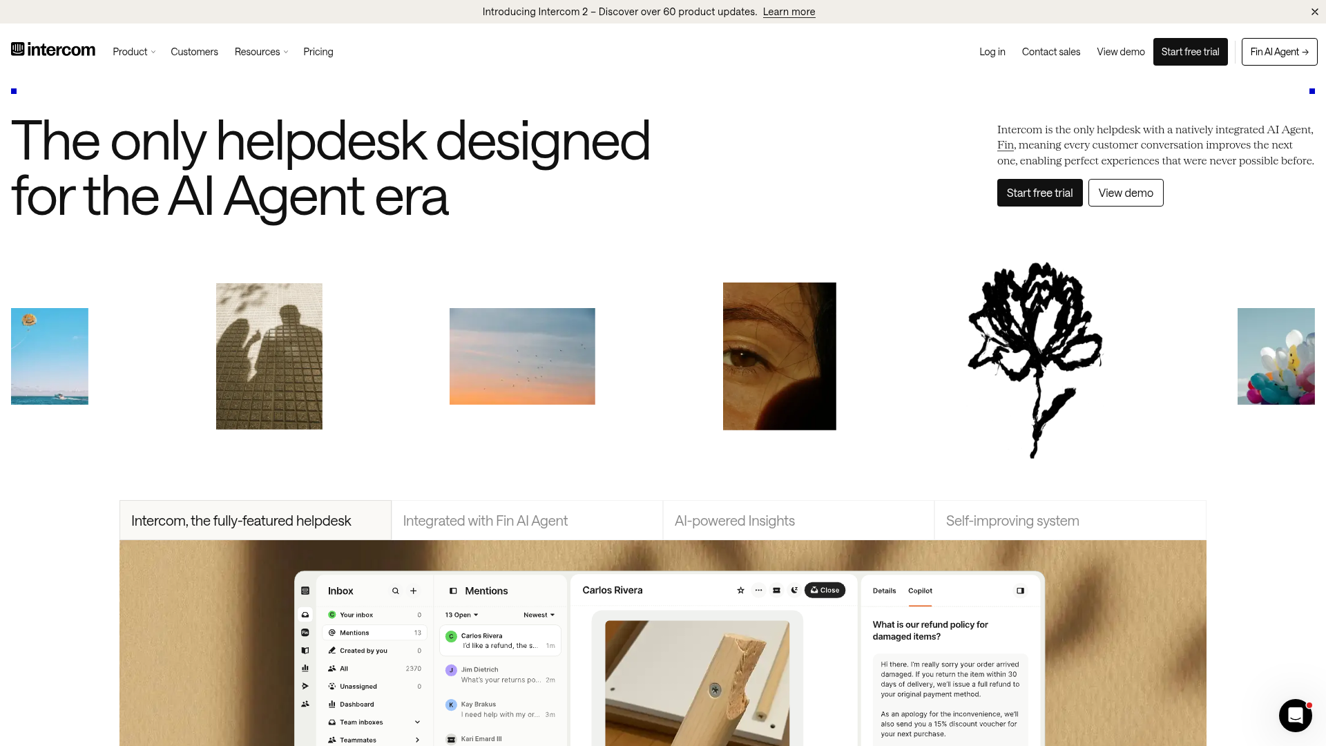 Intercom homepage