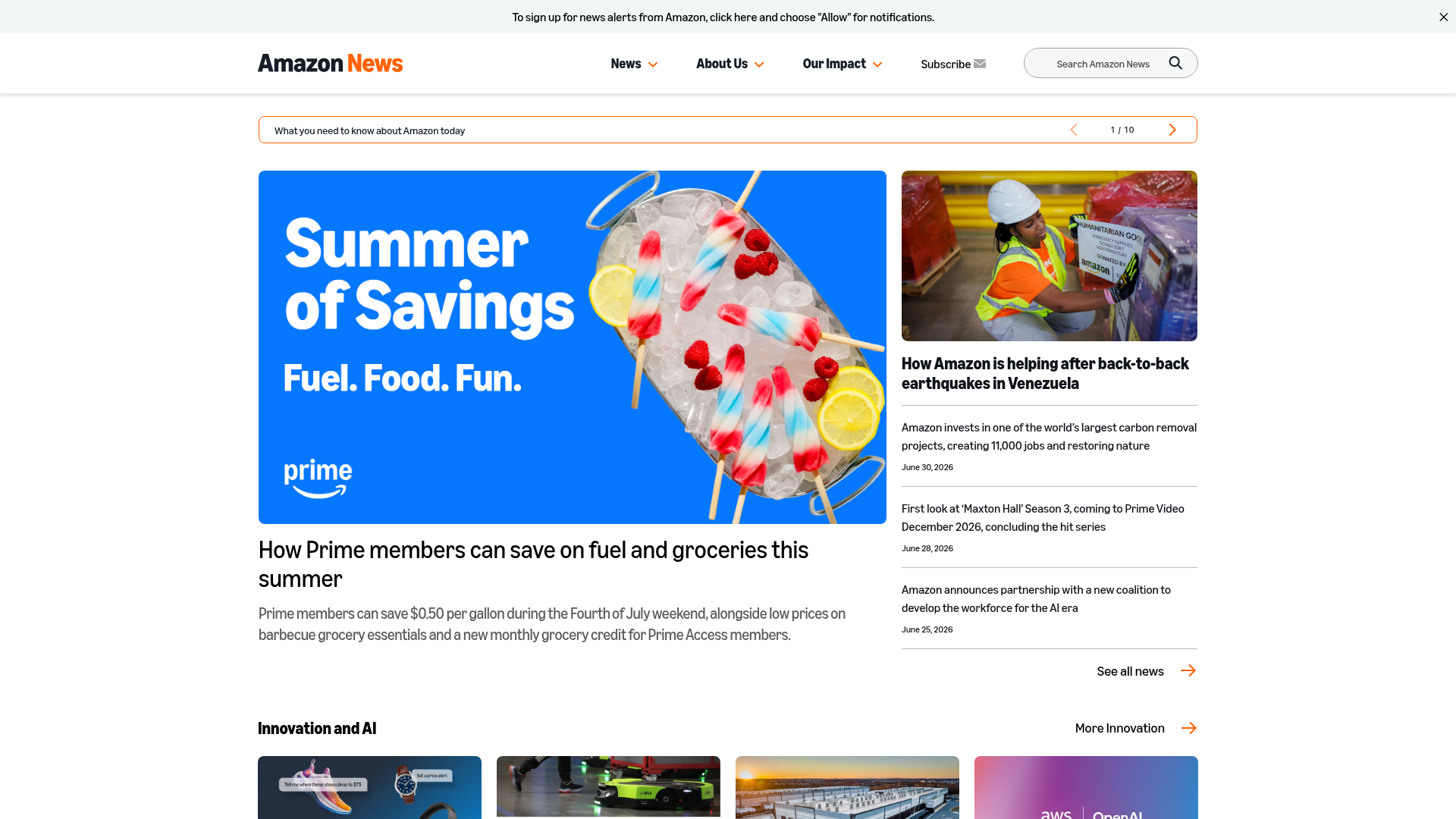 Amazon homepage