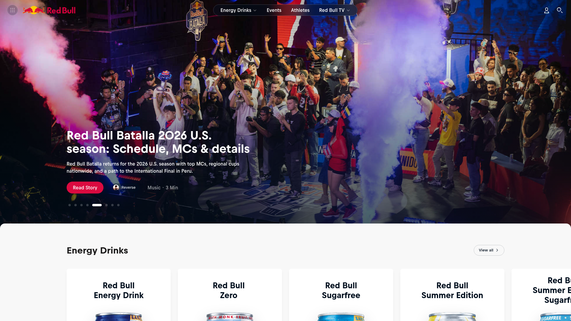 Red Bull homepage