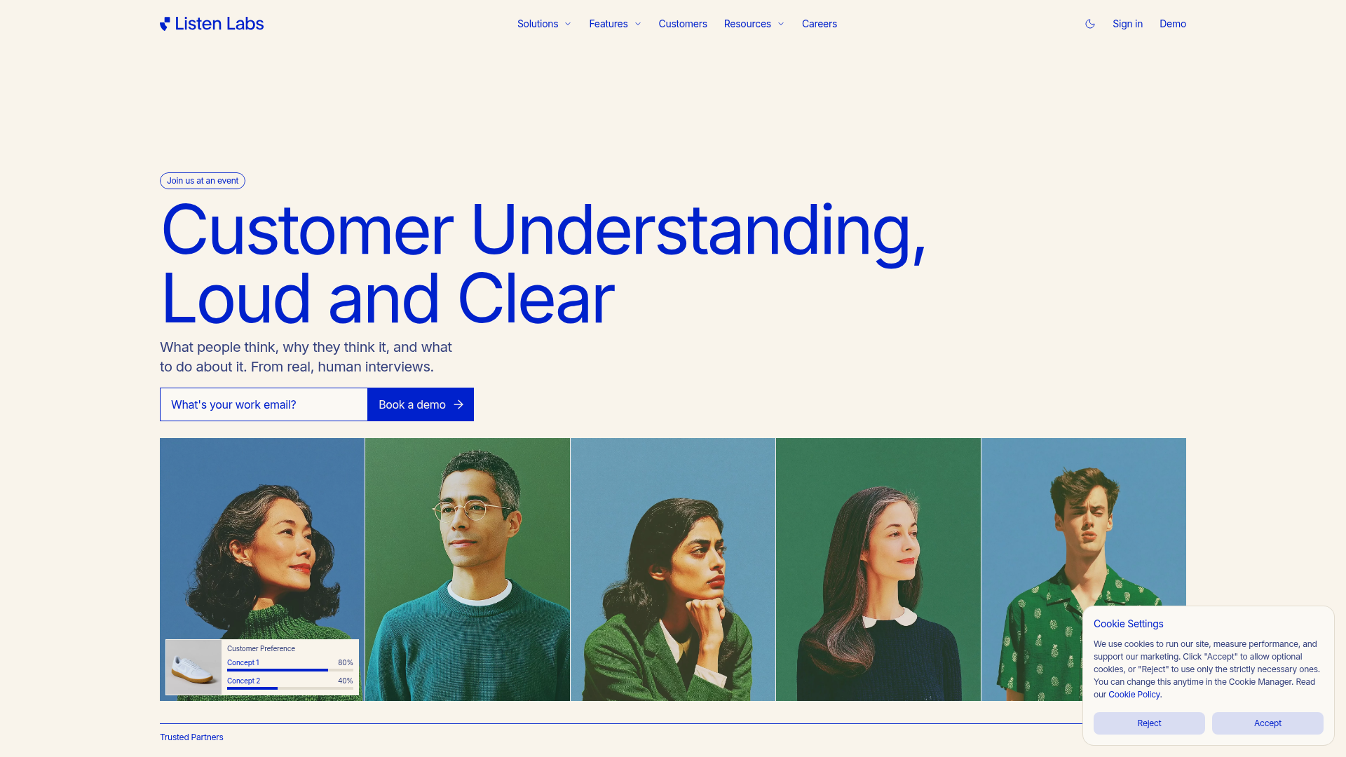 Listen Labs homepage