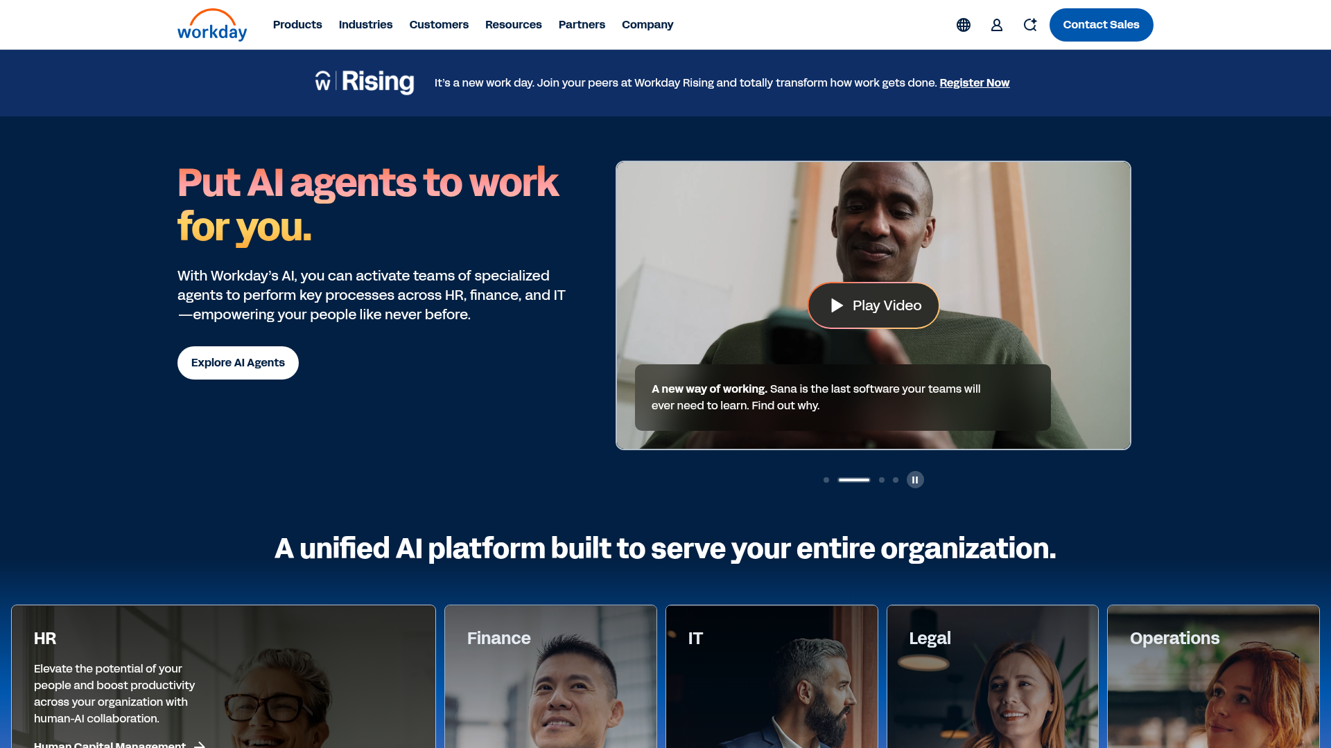 Workday homepage