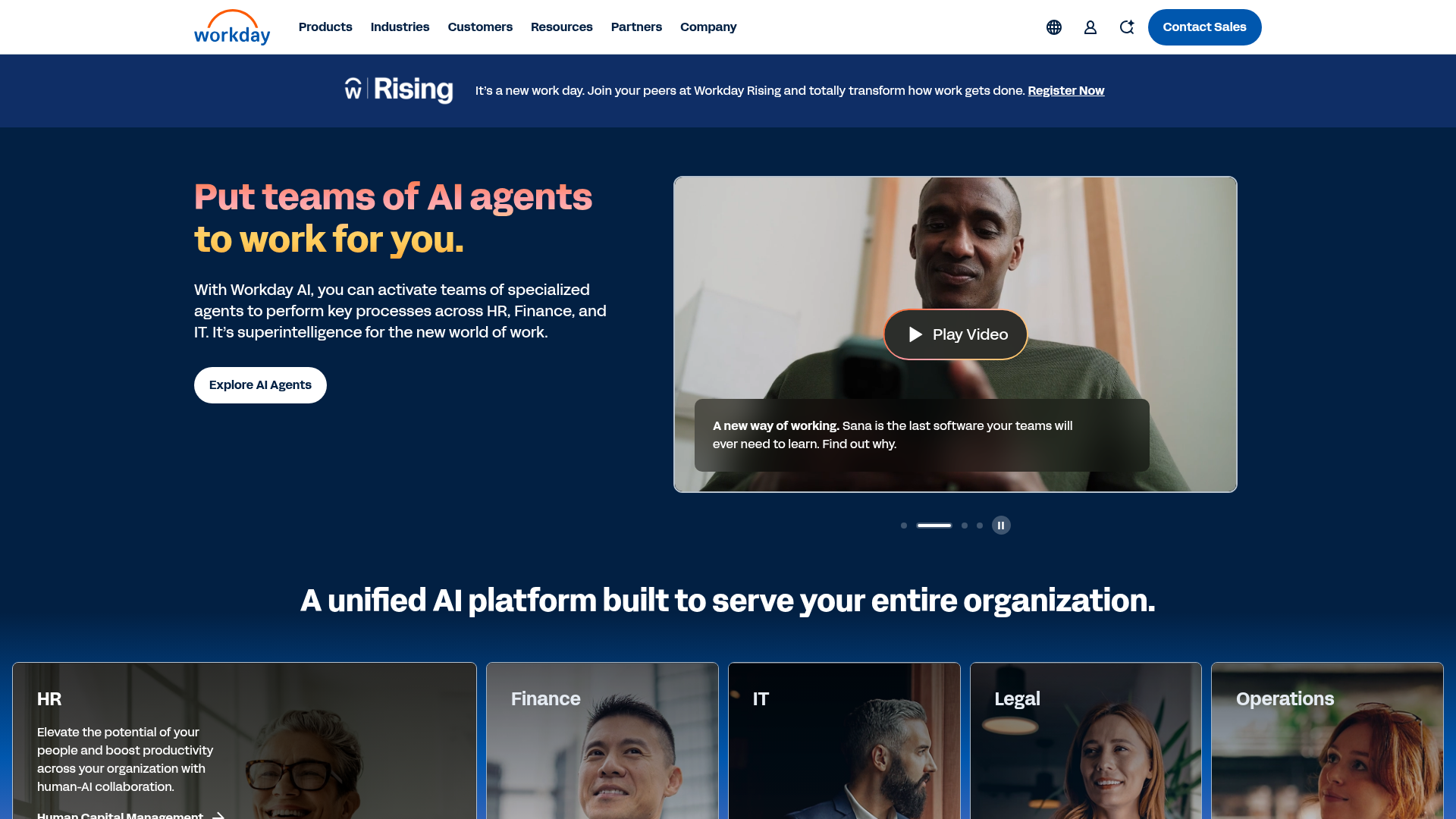 Workday homepage