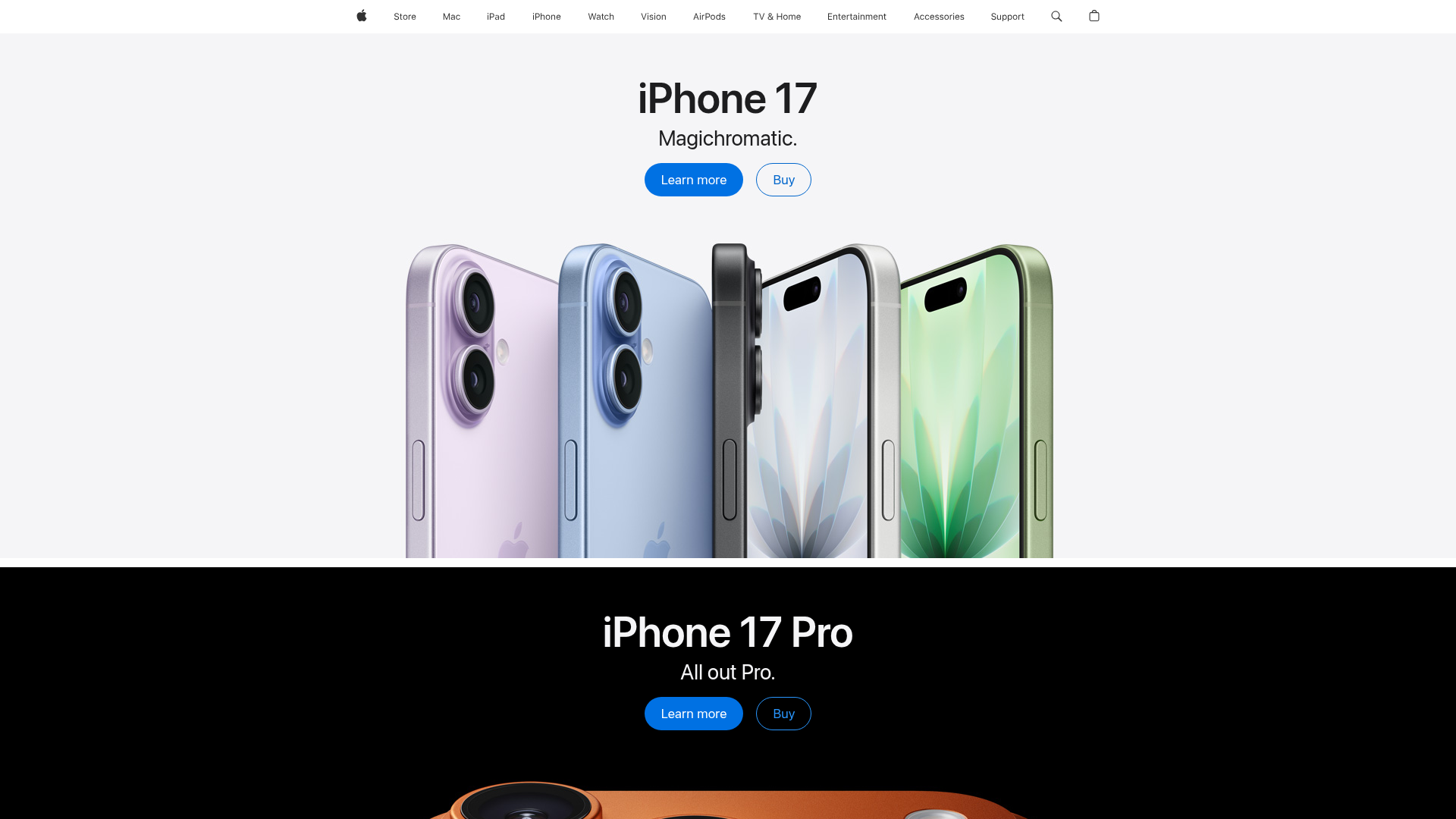 Apple homepage