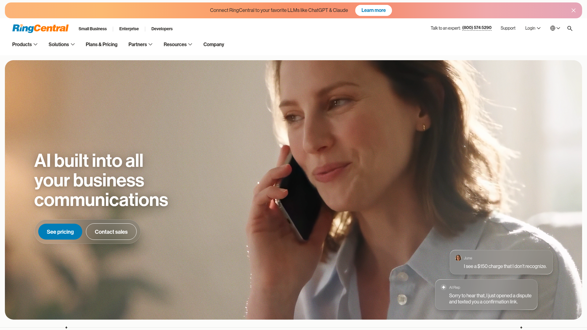 RingCentral homepage