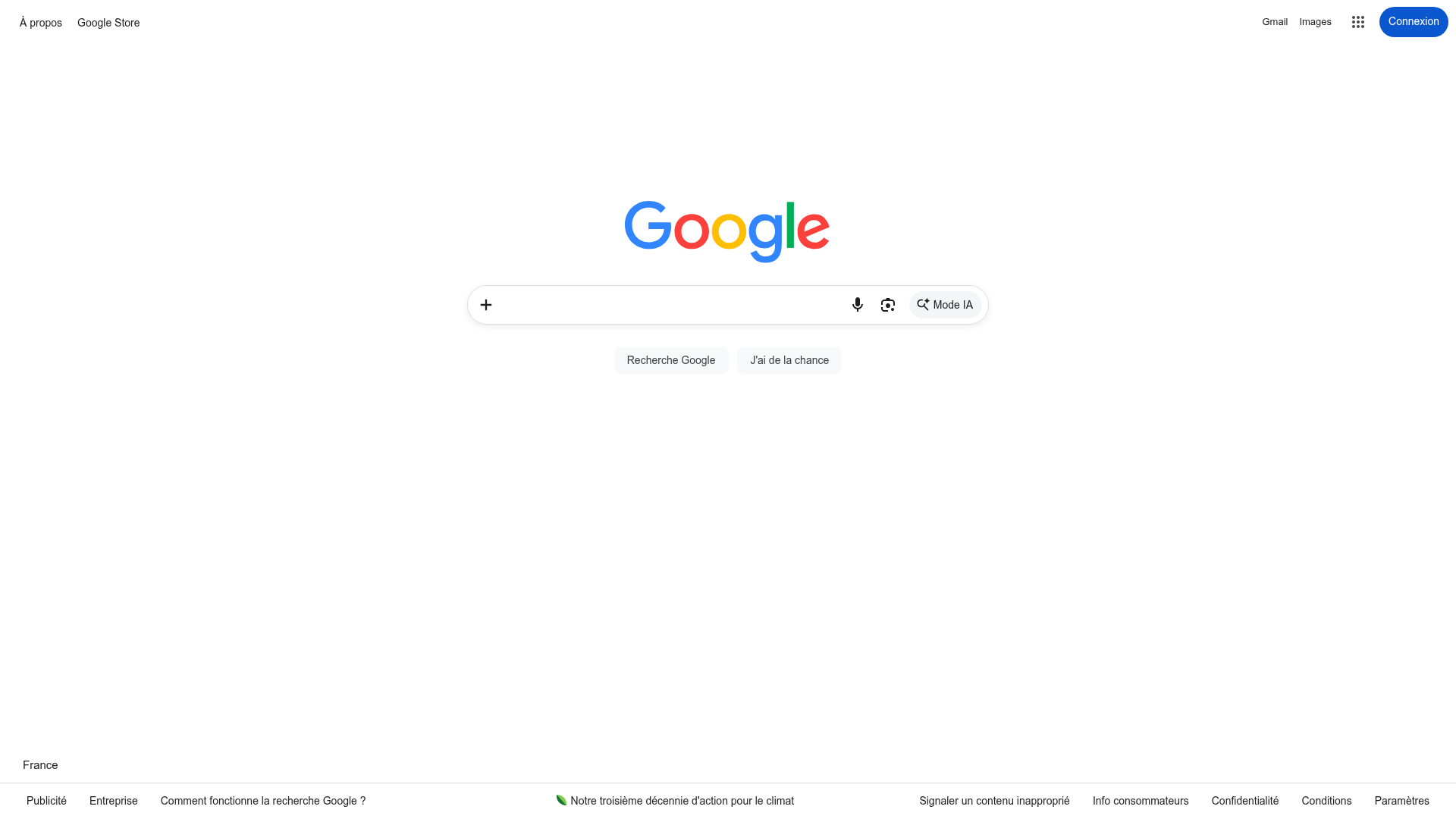 Google homepage