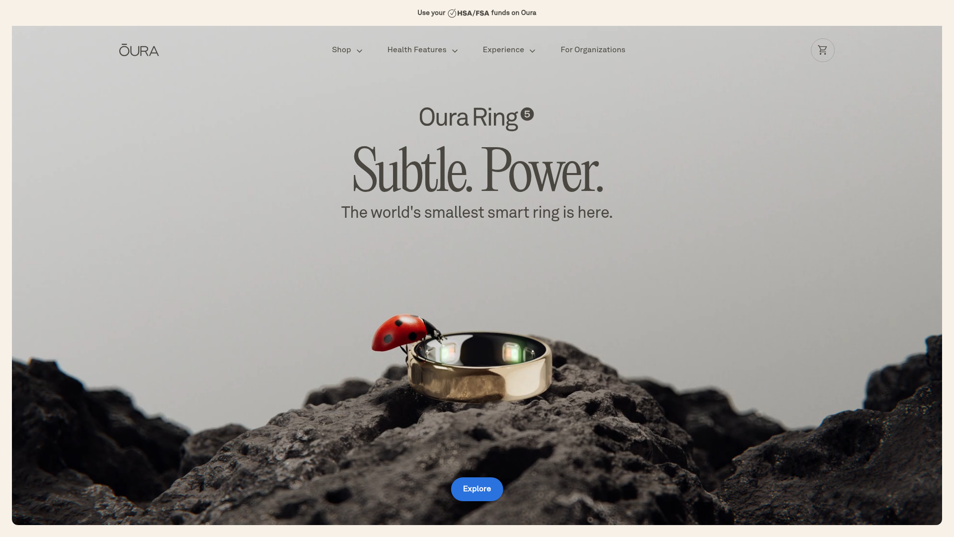 Oura homepage