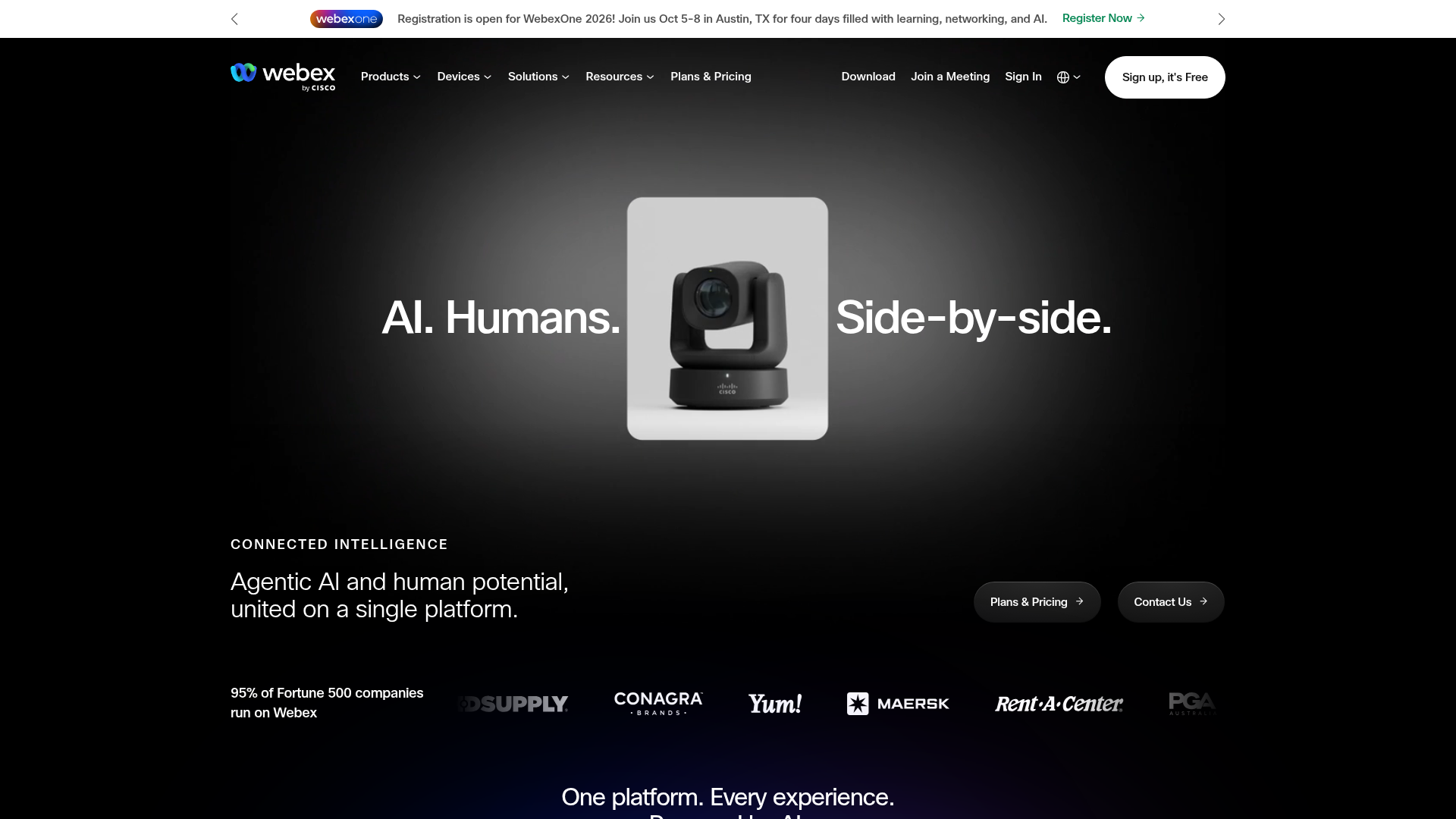 Cisco Webex Calling homepage