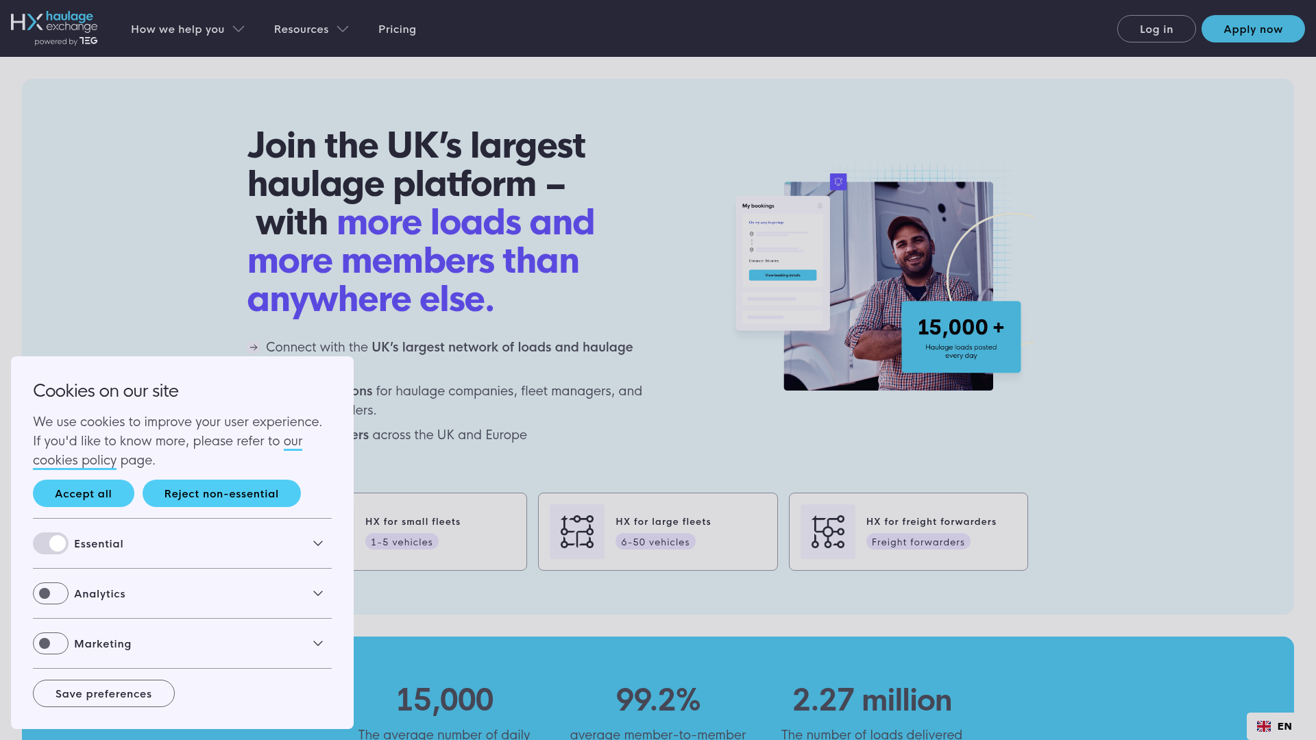 Haulage Exchange homepage