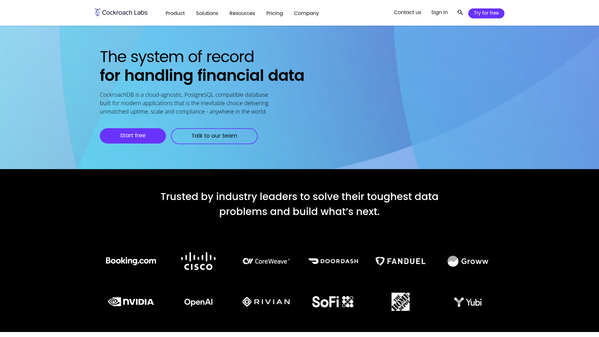 Cockroach Labs homepage