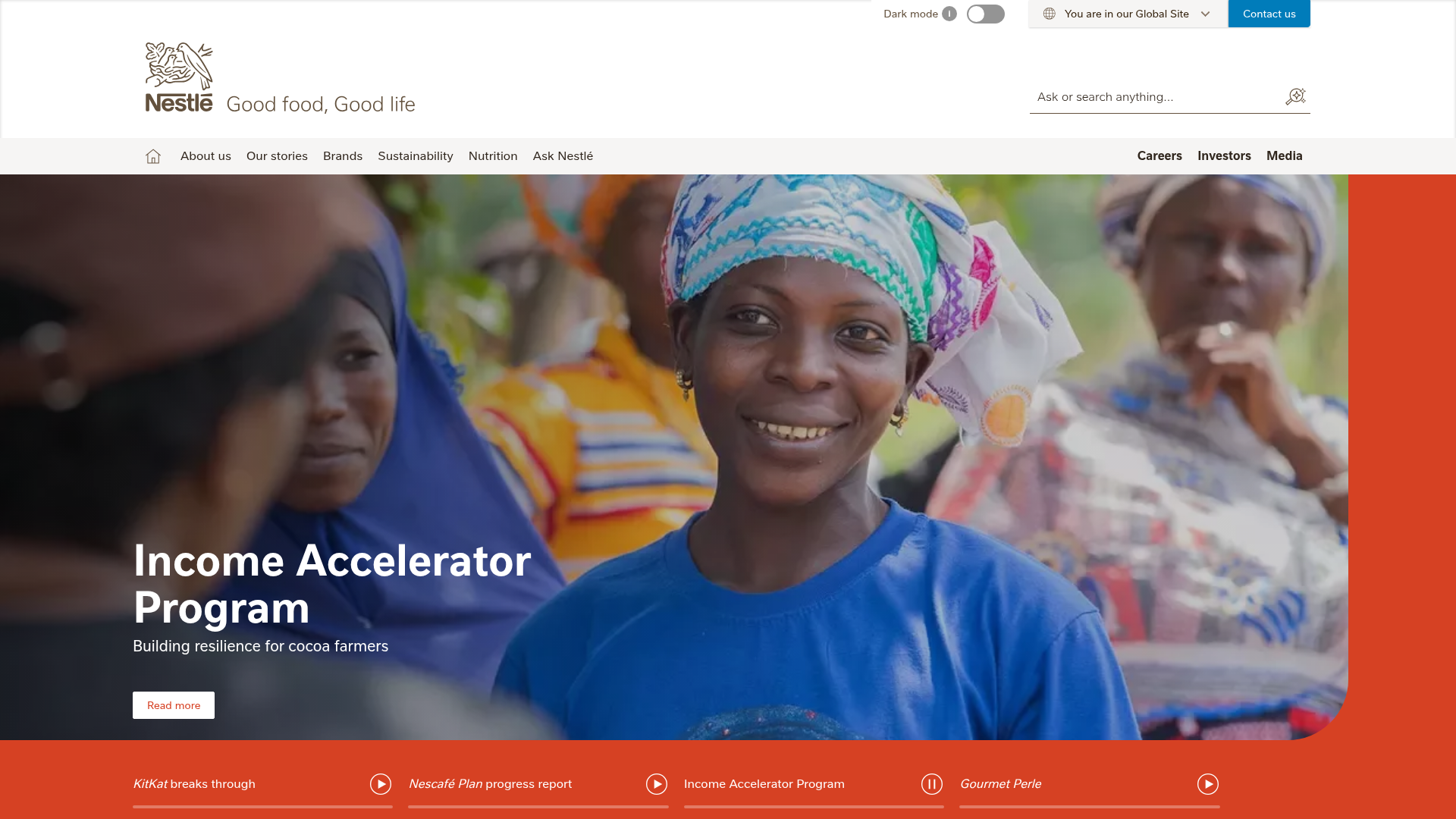 Nestlé homepage