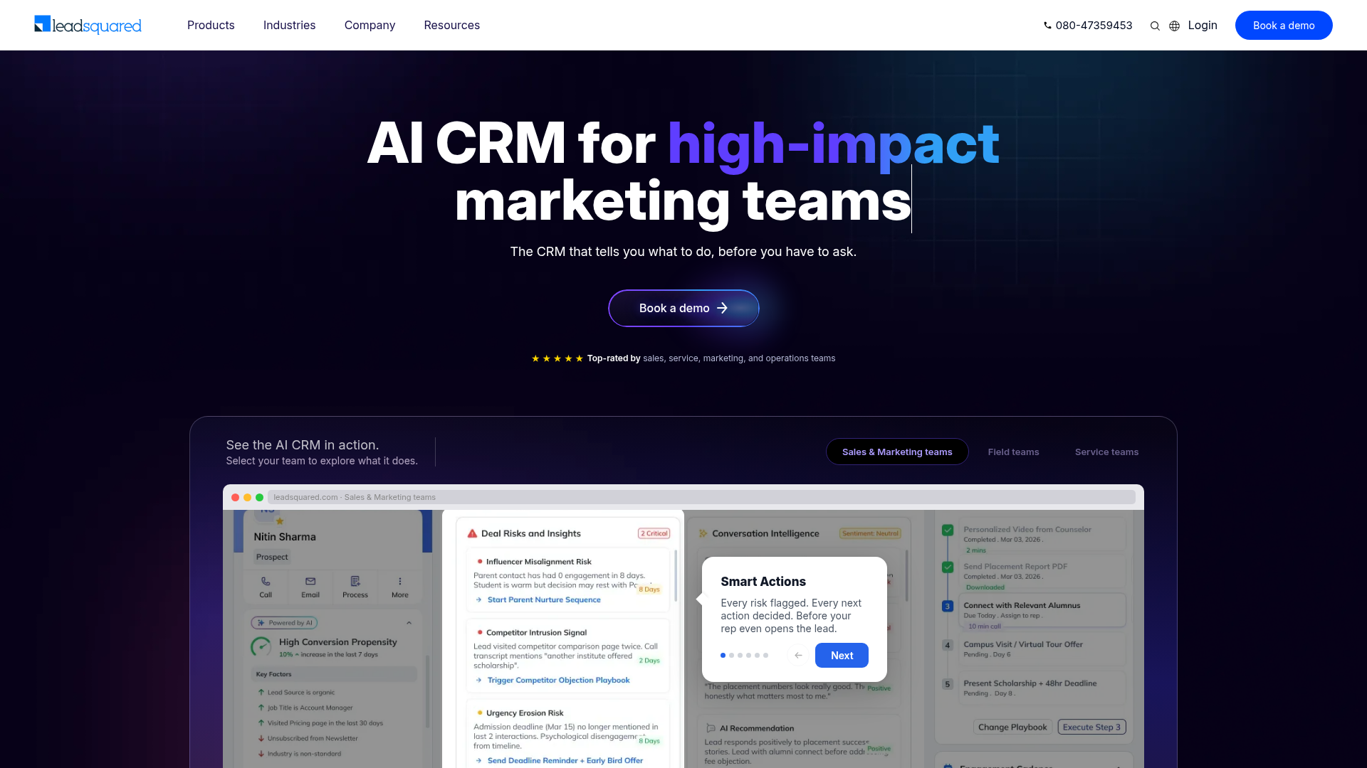 LeadSquared homepage