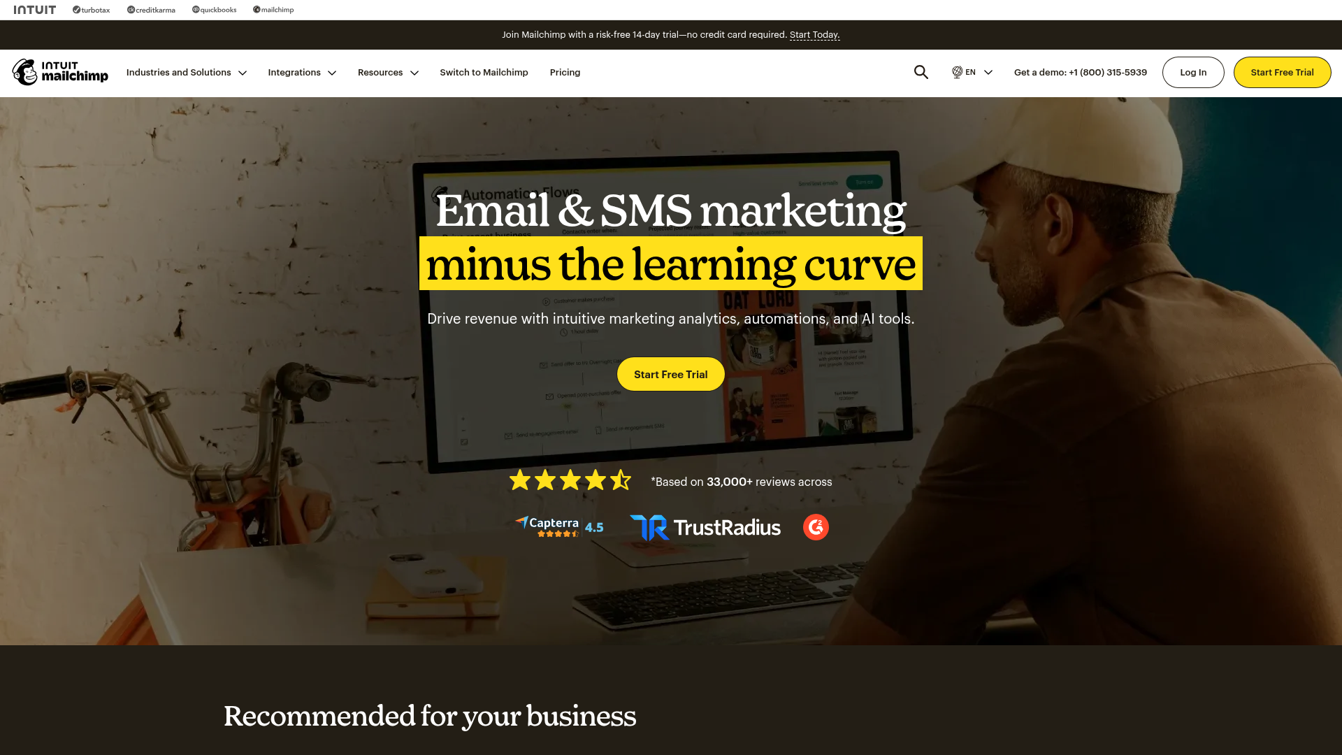 MailChimp homepage