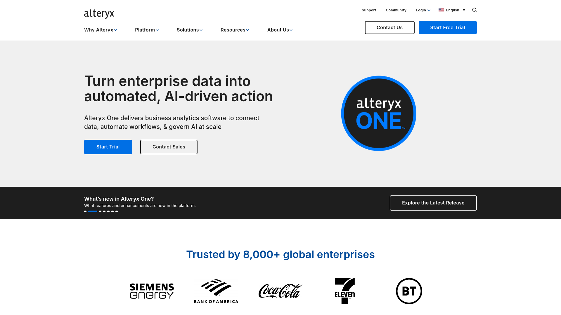 Alteryx homepage