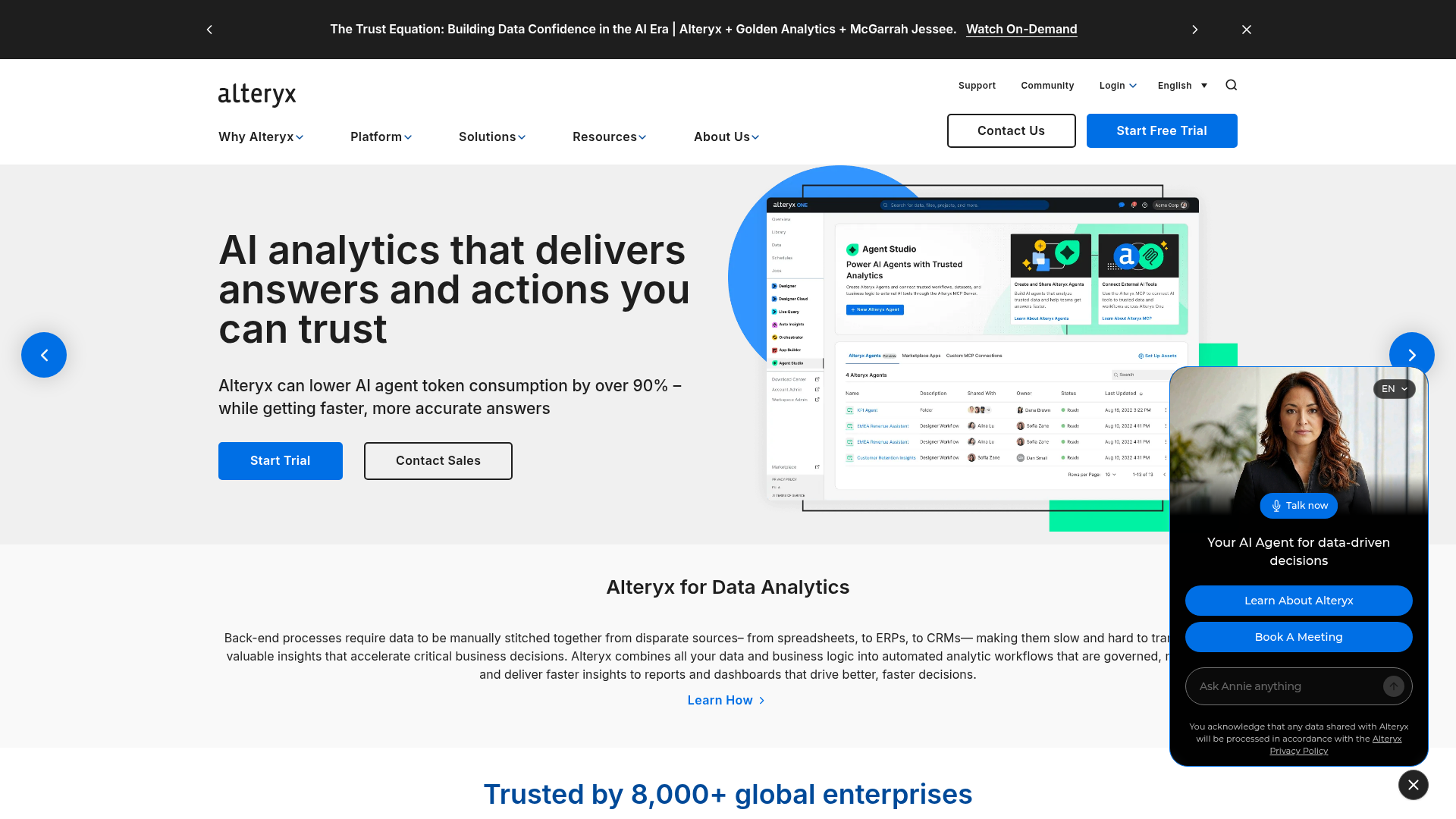 Alteryx homepage