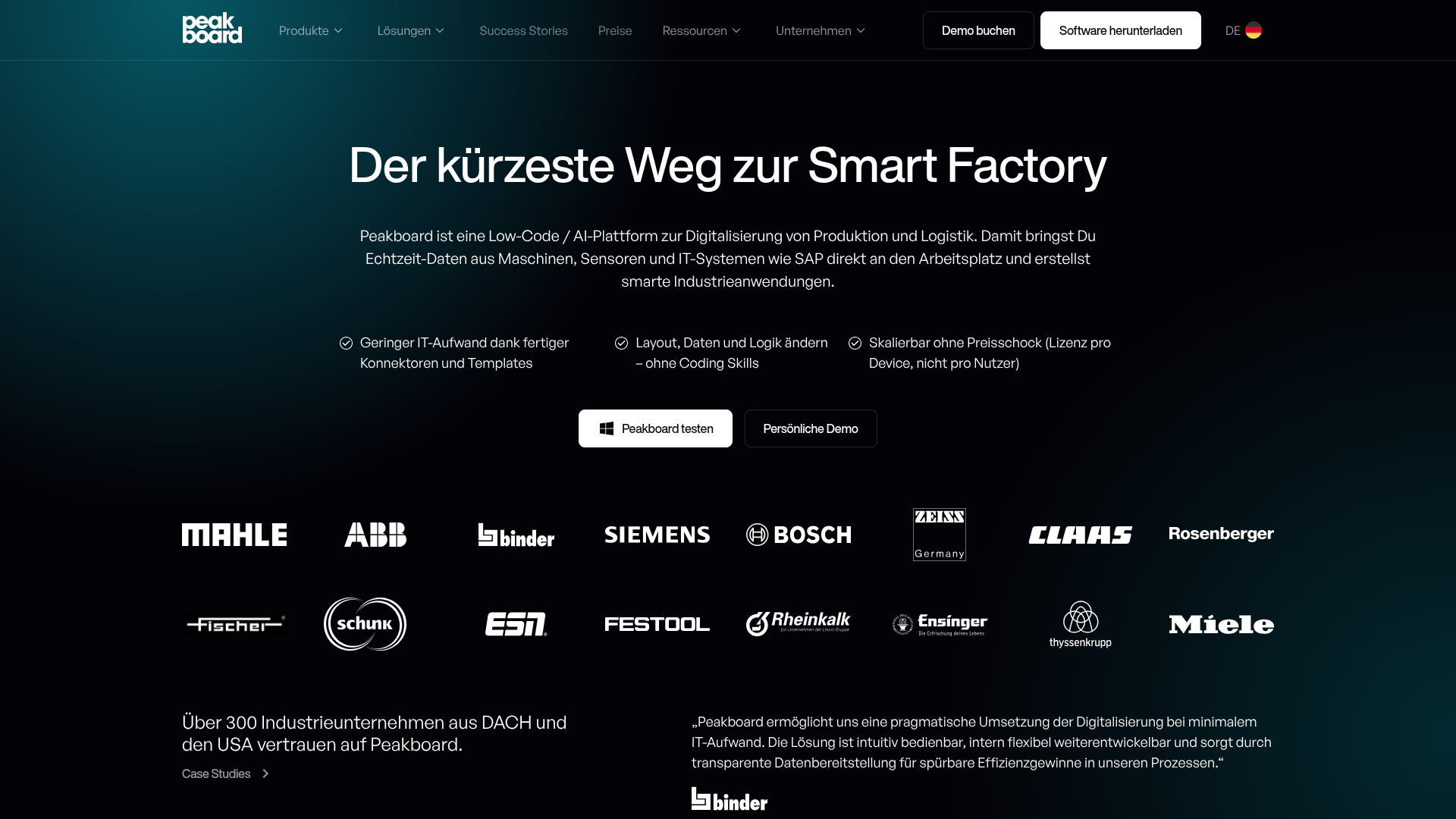 Peakboard homepage
