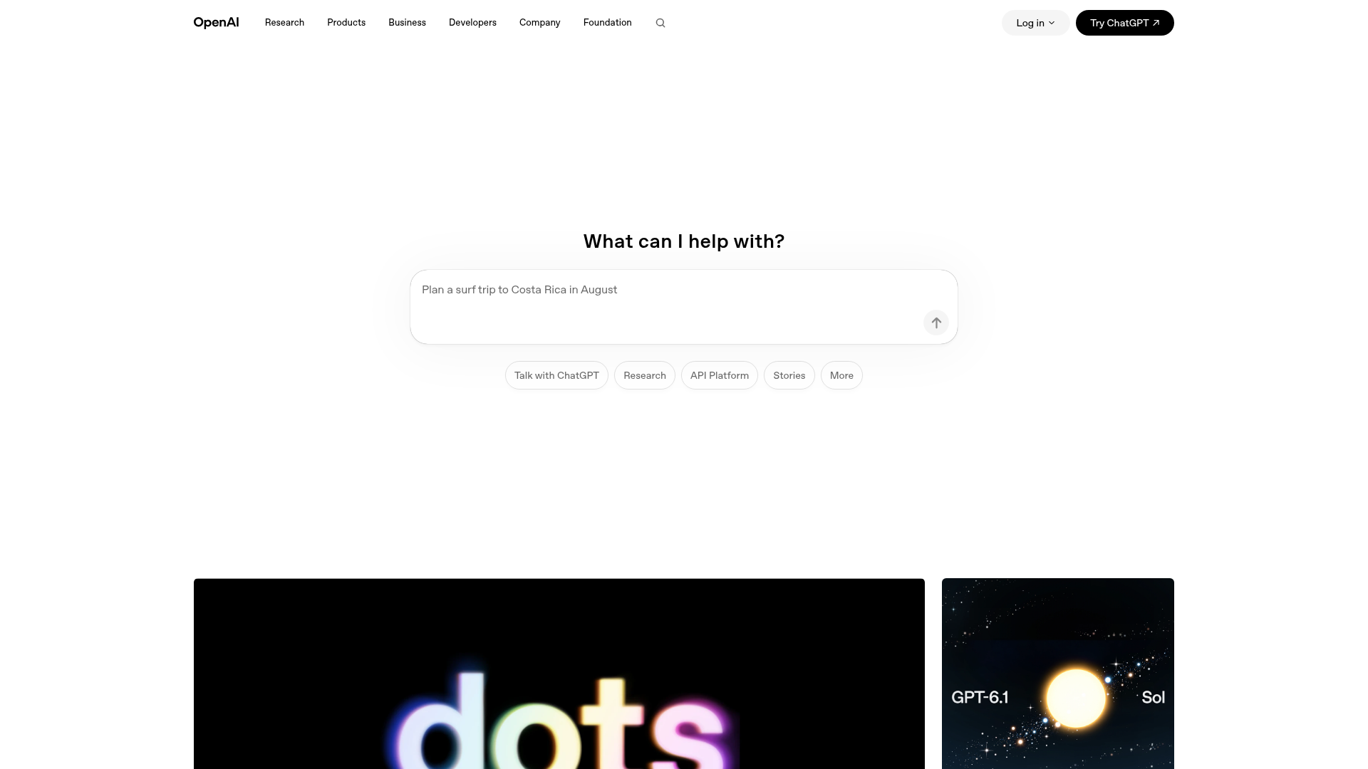 OpenAI homepage
