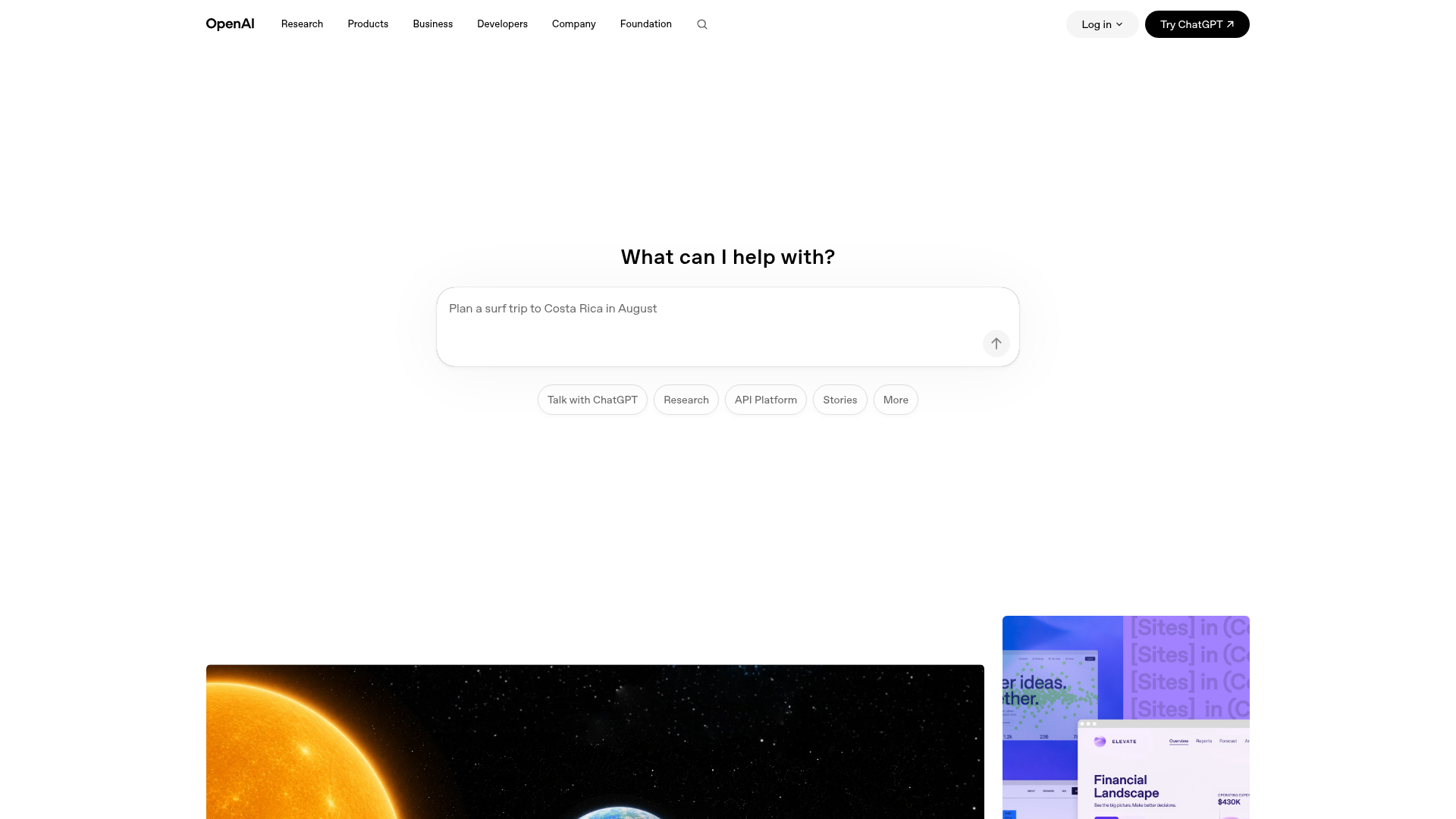OpenAI homepage