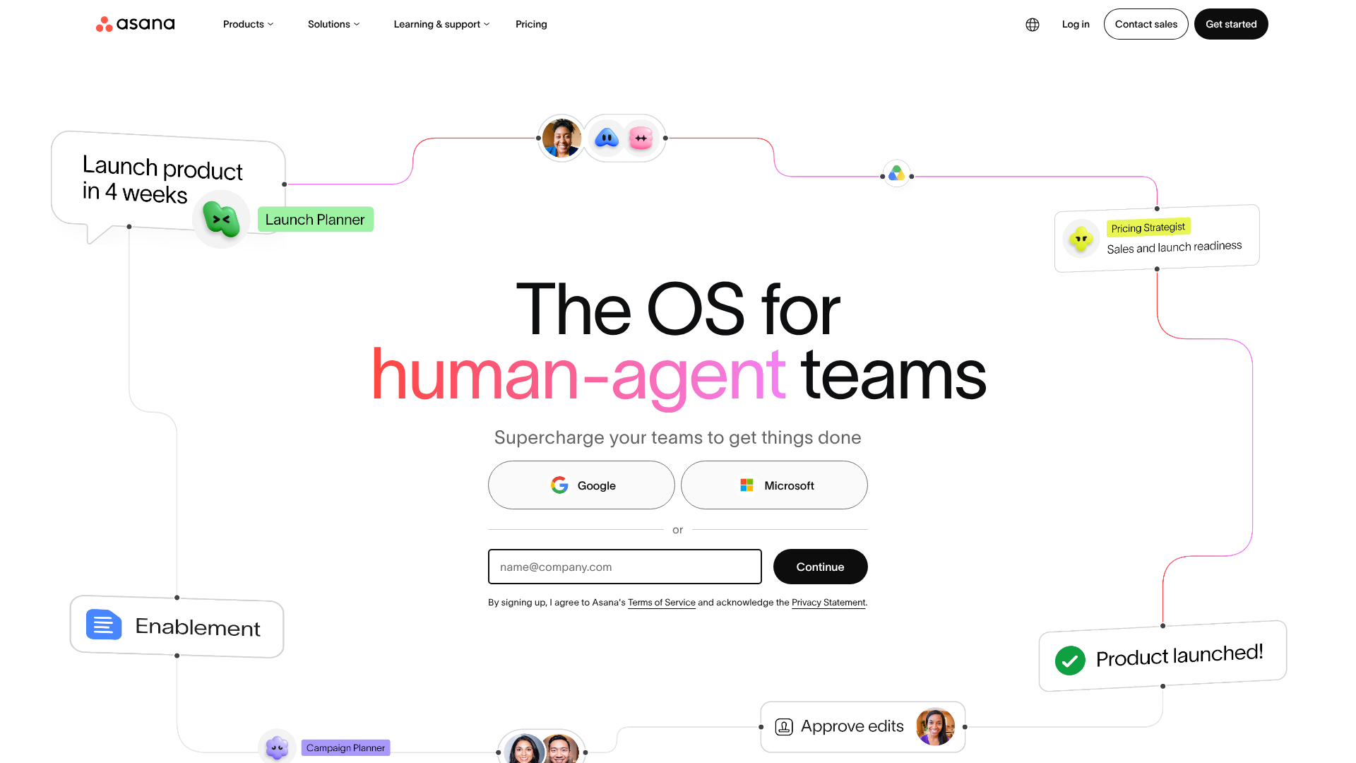 Asana homepage